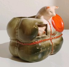 Antique German Fairing Pink Pigs In A Parcel Porcelain Dish Souvenir San Diego  picture