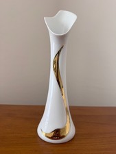 Vintage Gerold Porzellan Bavaria West Germany White Porcelain Vase Gold Accent picture