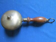 Antique Muffin Fire Alarm Brass & Wood Handheld Fireman's BELL B picture