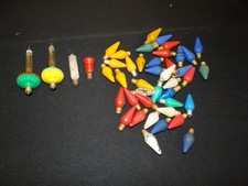 37 Vintage C6 CHRISTMAS LIGHTS Ribbed Cone BULB GE Lamps + 2 Stick Lamps TESTED picture