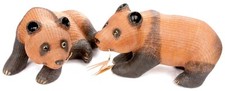 Vintage Chinese Woven Rattan Wicker Pair Panda Bears Shanghai Handicrafts China picture