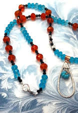 SALE Elegant Blue Pumpkin Halloween Fall Autumn Samhain Necklace Y23 picture