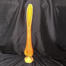 VTG L.E. Smith Bittersweet 23” Tulip Pedestal Swung MGM Glass Vase *Caladium picture