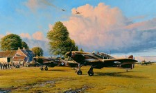 Front Line Hurricanes by Robert Taylor 3 print set signed by six WW2 RAF Aces picture