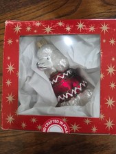 White Toy Poodle Dog Blown Glass Christmas Ornament Poland Impuls  New In Box picture