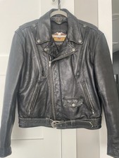 Vintage Style Official Harley Davidson Leather Motorcycle Jacket- Medium picture