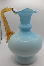 Antique Handblown Blue Cased Pitcher picture