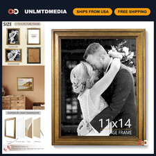 Vintage Gold 11x14 Picture Frame for Wall Mount - Elegant Home Decor Display picture