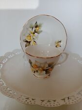Vintage Duchess White & Yellow Orchid Tea Cup & Saucer Fine Bone China picture
