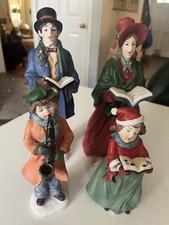 4 Lenox Porcelain Statue Figurines CHRISTMAS CAROLERS Victorian Boy Girl Mom Dad picture