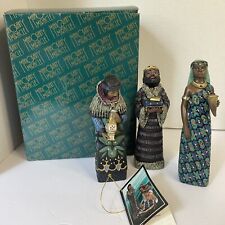 1997 Enesco Mahogany Miracle 3 Pc King Figurines Nativity 302406 W/Box picture