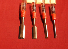 Vintage Stanley Handyman 4 Piece Chsiel Set No. H 1252 R ~ MADE USA Pouch Good picture