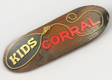 Vintage Wooden Advertising Sign KIDS CORRAL Clothing Department Store Salvage picture