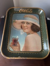 Vintage Original 1921 HD Beach Co Coca Cola Summer Girl Tin Advertising Tray picture