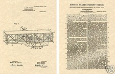 WRIGHT FLYER US PATENT of AIRPLANE Art Print READYTO FRAME Brothers Orville picture