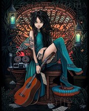 Bohemian Fairy Song Writer Musical Peacock Chair Aria Signed Myka Jelina Print picture