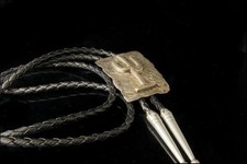 VINTAGE JERRY ROAN JR NAVAJO CACTUS STERLING BOLO TIE 50's picture