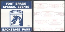 Vintage Fort Bragg Special Events OTTO Cloth Backstage Pass Military Concert Vtg picture