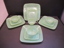 Four Fire King 3PC Luncheon Sets Plate Cup And Saucer Jadeite Charm EXC picture