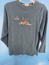 • Vintage Disney Store Tigger Embroidered Forest Green Long Sleeve Shirt Size M picture