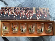 VTG Scottish Souvenir Shot Glasses In Box - Set of 6 Scotland Landmarks picture