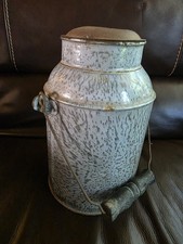Antique Gray Graniteware Milk Pail Rustic Farmhouse Decor  picture