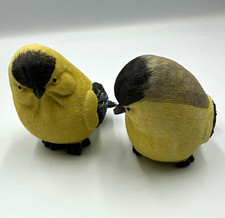 Pair of Bird Figurines Decorative Collectibles Yellow Gray and Black picture
