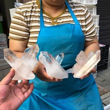 3pcs 3.85 LB Natural Clear Quartz Cluster Crystal Mineral Heals Specimen 5876 picture