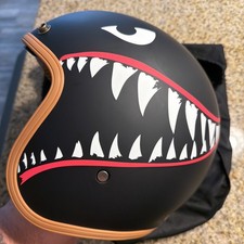 TRIANGLE 3/4 Motorcycle Helmet, DOT Approved Retro Half Helmet with Sun Visor picture