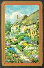 Scenic Garden View Vintage Single Swap Playing Card Blank Back picture