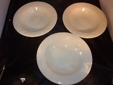 Longaberger Pottery Flat Soup and Salad Bowls Ivory  Set of 3 Woven Traditions picture