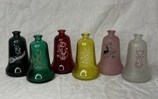 First National Bank Vintage Wheaton Glass Bells Full Set Reindeer Santa Decanter picture