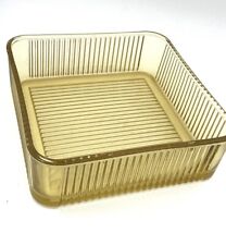 Vintage Federal Glass Amber Golden Yellow Square Refrigerator Dish 8½X 8½ No Lid picture