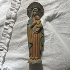 VINTAGE STATUARY MADONNA AND CHILD ITALIAN CHALKWARE STATUE  picture