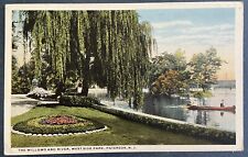 Vintage Postcard Paterson NJ West Side Park Willow Trees Passaic River Canoe picture