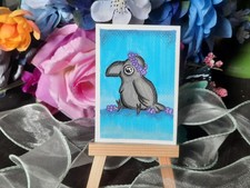 ACEO Original Flower Crown Crow 1 2.5