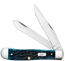 Case xx Trapper 51850 Peach Seed Mediterranean Blue Bone Pocket Knife Stainless picture