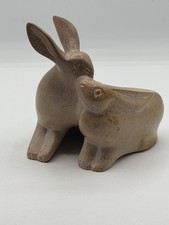 Vintage Besmo Kenya Hand Carved Soapstone Bunny Rabbit Taper Candle Holder picture