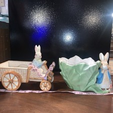 Lot Of Vtg Easter/Rabbit Planters Department 56 & 1998 Beatrix Potter Teleflora picture