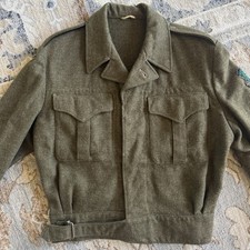 Vintage Canadian Military Jacket Mens Small Green Army Battledress Wool 1950’s picture