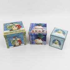 3 Piece Lindy Bowman Snowman Christmas Gift Box Set Designed By Teresa Kogut picture