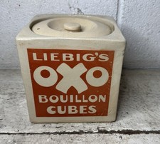 Antique VTG Early Liebig’s OXO Bouillon Cubes Advertising Stoneware Container picture