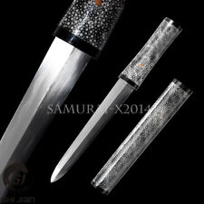 Clay Tempered Folded steel Japanese Sword rayskin wrapped Tanto OX horn fittings picture