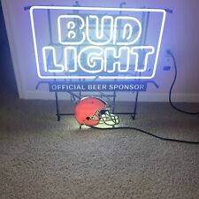 Rare Cleveland Browns NFL Bud Light Neon Advertising Sign. Official Beer Sponsor picture