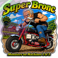 Heald Super Bronc Minibike 9x9cm Durable Die-Cut Vinyl Sticker 1 of 5 picture