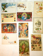 10 Antique 1910s Christmas Postcards Vintage Germany Gilded Mix lot picture
