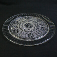 Vintage Tiara Sandwich Clear Glass Cake Plate 13in Ribbed Floral Home Decor picture