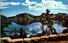 Crater Lake Southern Oregon Reflections Vintage Postcard 4P24-18 picture