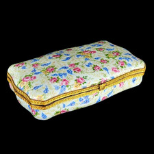 Vintage Italian Capodimonte Porcelain Floral Roses Gilt Mount Box picture