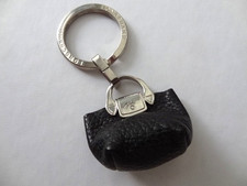 Longchamp miniature black leather Métis Bag Charm Keyring keychain picture